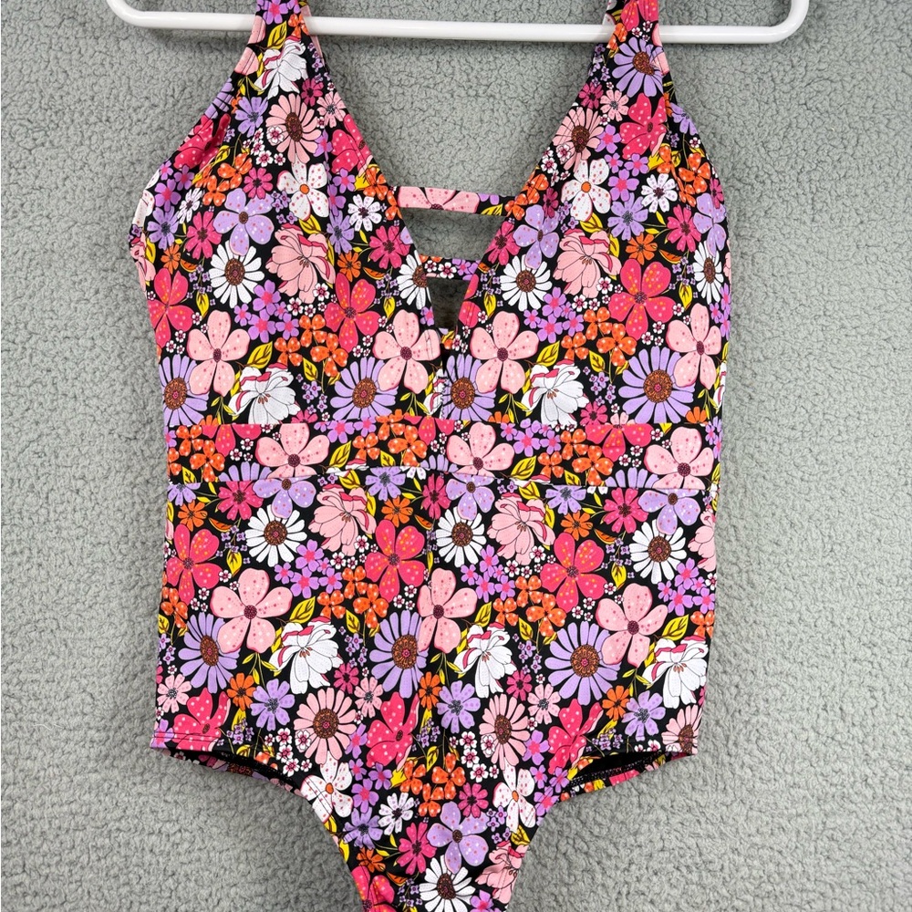 Time and Tru Floral One Piece -‎ Pink and Purple
